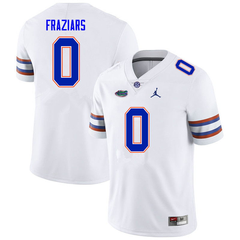 Men #0 Ja'Quavion Fraziars Florida Gators College Football Jerseys Sale-White - Click Image to Close